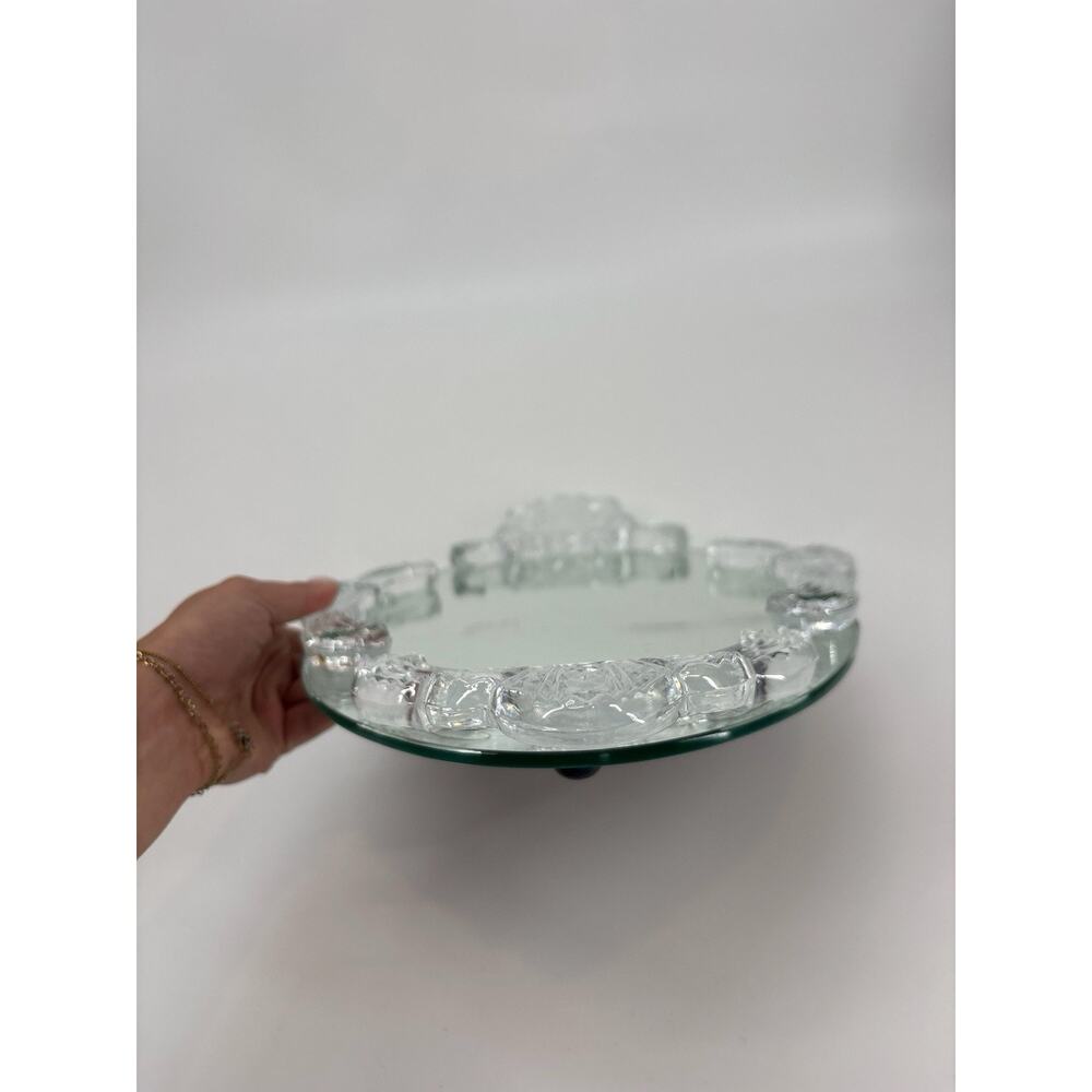 VTG. EXQUISITE LEAD CRYSTAL GLASS VANITY MIRRORED DRESSER TRAY 18 1/2" x 10 1/4" - Picture 3 of 8